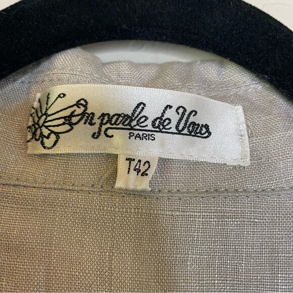 On Parle de Vous Paris Silver Metallic Linen Cotton Blend Lagenlook Top T42 XL - Picture 5 of 10